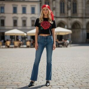 Vintage Express Eva Boot Cut Low-Rise Jeans Classic Blue Denim Flare Leg Jeans